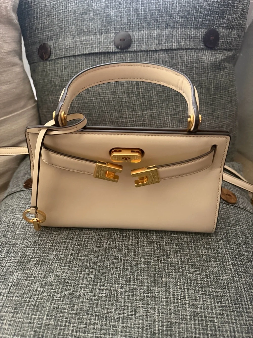 Tory Burch Leather Lee Radziwill Petite Leather Top-Handle Crossbody Bag